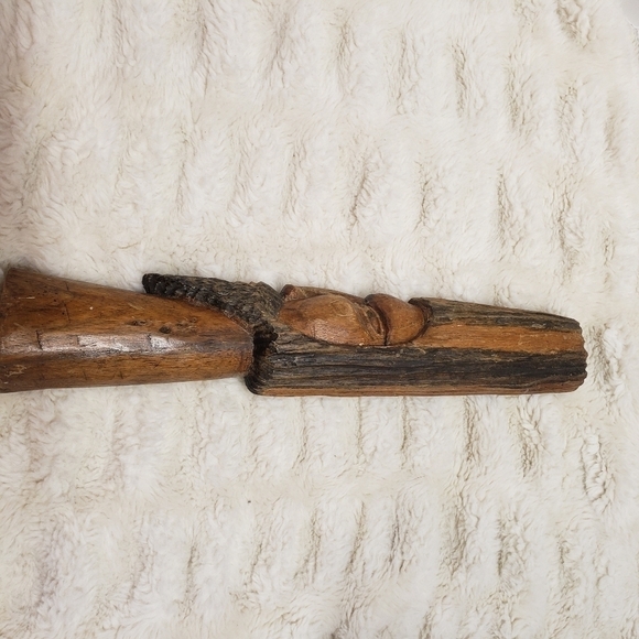 vintage Hand Carved Wood Tiki Totem Style Bearded Man Sculptural Art 15" Tall - Picture 8 of 8